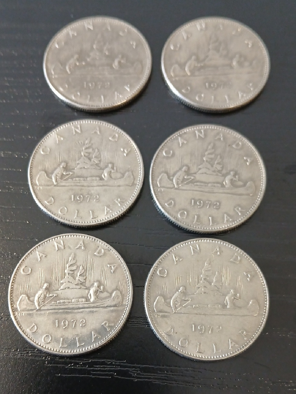 Canadian Silver Dollars (1972) - Set of 6 - Silver Tone